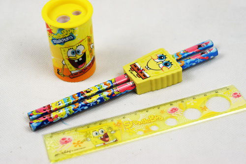 海绵宝宝双孔系列铅笔笔削直尺三件套文具套sp re902 童趣与实用的完美结合